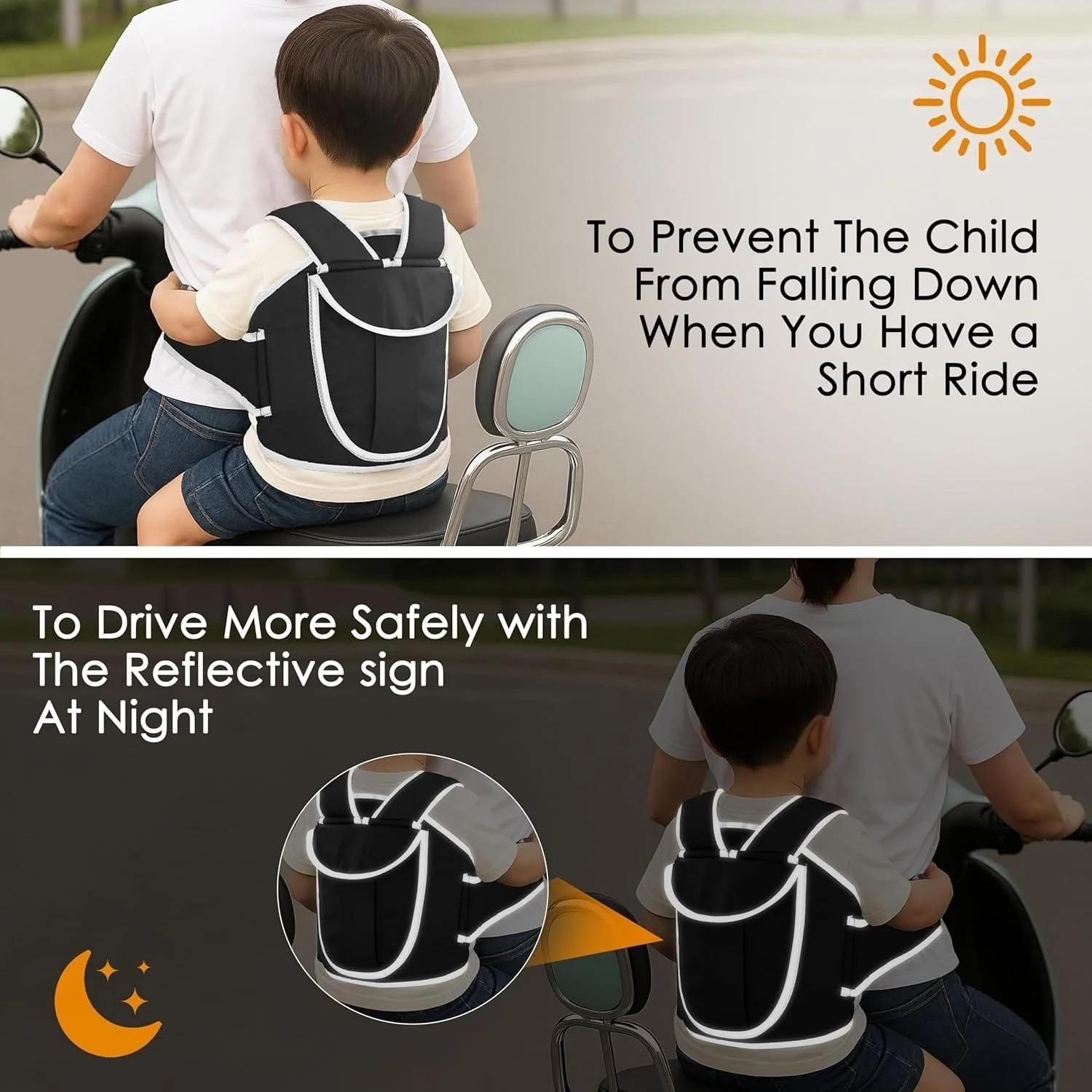 PrgCart Motorcycle Safety Harness – Secure Child Riding Belt for Bikes and ATVs