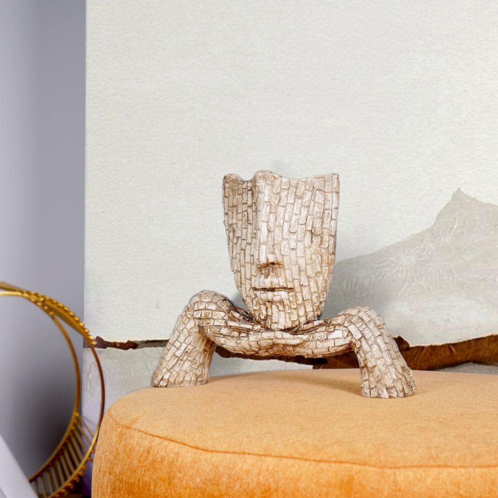 Artistic face planter sculpture in a unique design, perfect for home decor and plant lovers