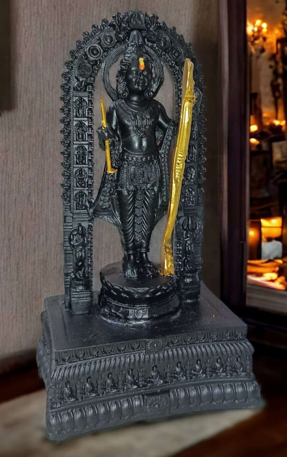 Lord Ram idol home decor featuring intricate design and vibrant colors for spiritual ambiance