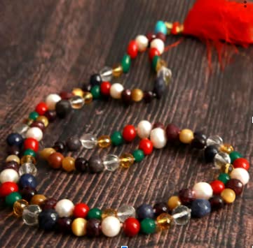 Navratan Necklace for Inner Peace with Colorful Beads and Tassel for Spiritual Harmony