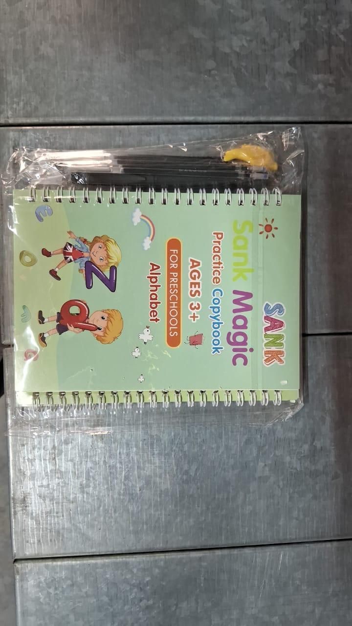 PrgCart Sank Magic Practice Copybook Set – 4 Books, Pen, Grip & 10 Refills | Multicolor Stationery Kit