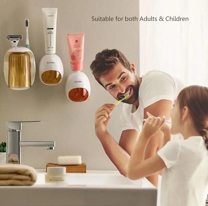 Automatic Toothpaste Dispenser with UV Toothbrush Sanitizer – Wall Mounted Bathroom Organizer