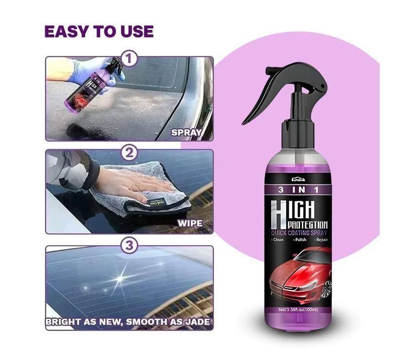 3 in 1 High Protection Quick Car Ceramic Coating Spray - Car Wax Polish Spray 200 ML (Pack of 3) - P&R Group