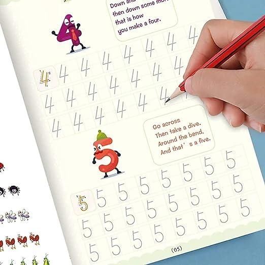 PrgCart Sank Magic Practice Copybook Set – 4 Books, Pen, Grip & 10 Refills | Multicolor Stationery Kit
