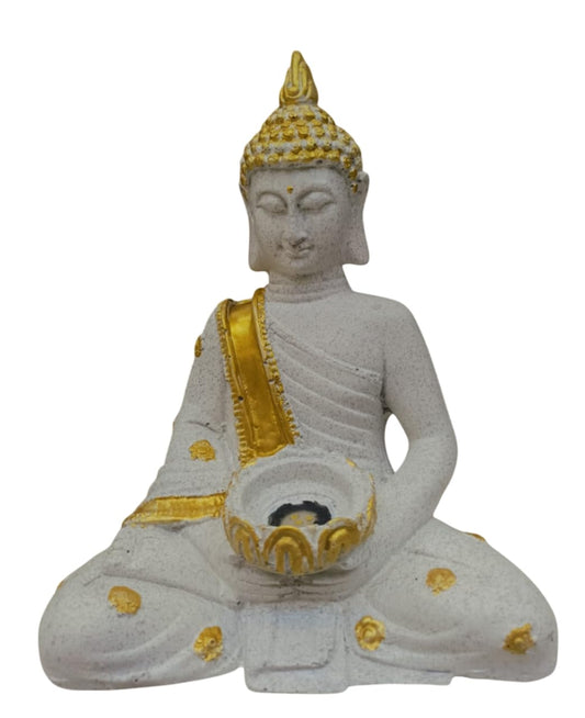 Elegant Buddha sculpture for home with gold accents and a serene expression for peaceful decor
