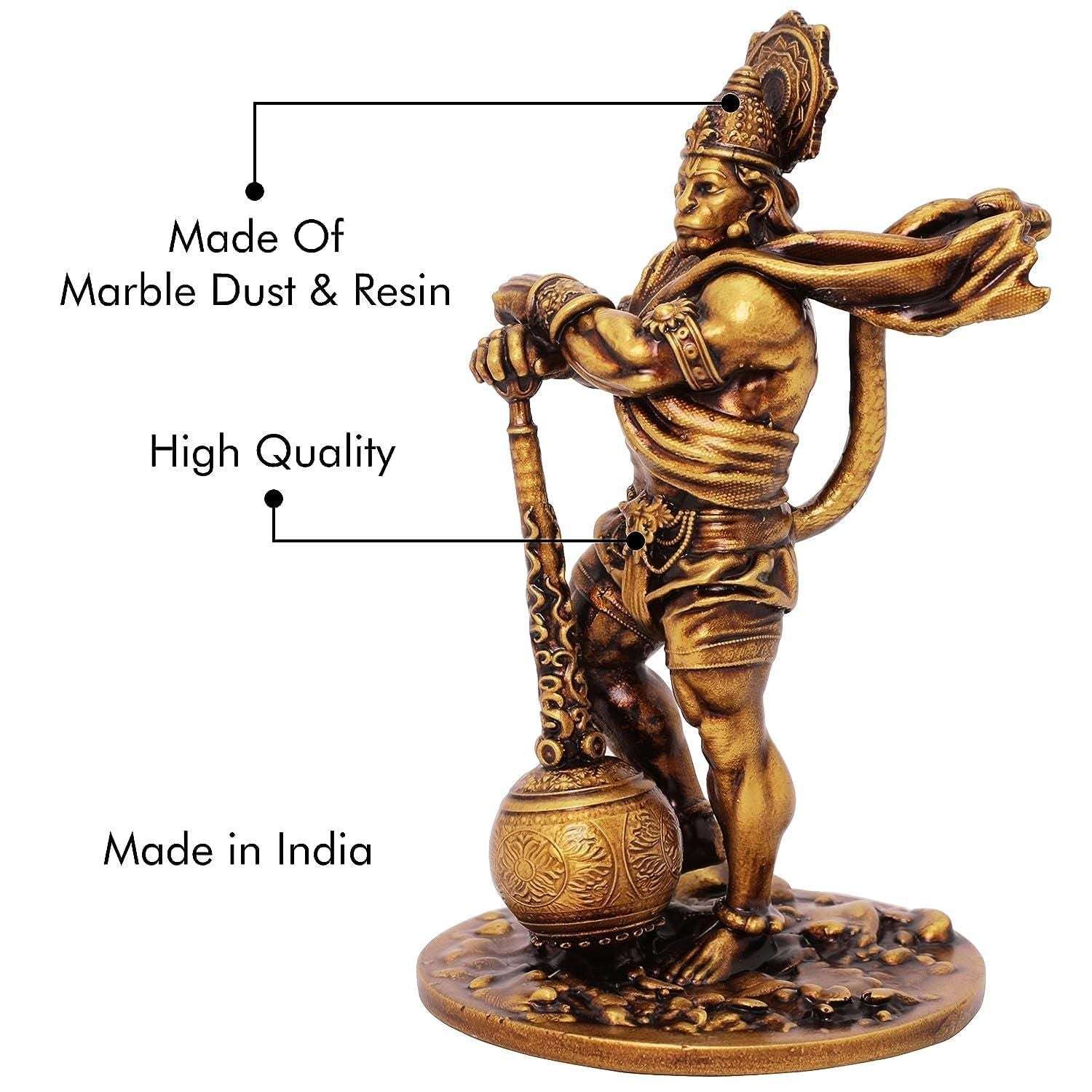 Car dashboard Hanuman statue made of high-quality marble dust and resin, handcrafted in India