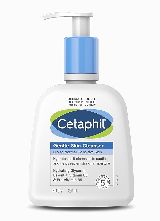 Cetaphil Gentle Skin Cleanser 250ml for sensitive skin, perfect for daily hydration. Buy Cetaphil products online India.