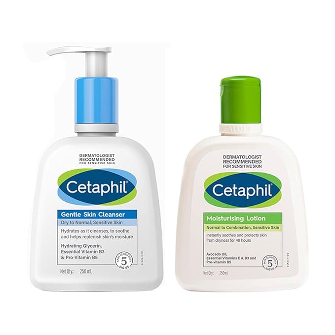Cetaphil Gentle Skin Cleanser and Moisturising Lotion for sensitive skin. Buy Cetaphil products online India.