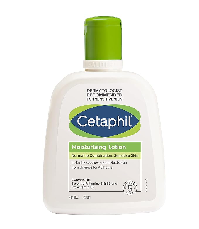 Cetaphil Moisturising Lotion for sensitive skin in 250ml bottle, ideal for dry skin. Buy Cetaphil products online India.