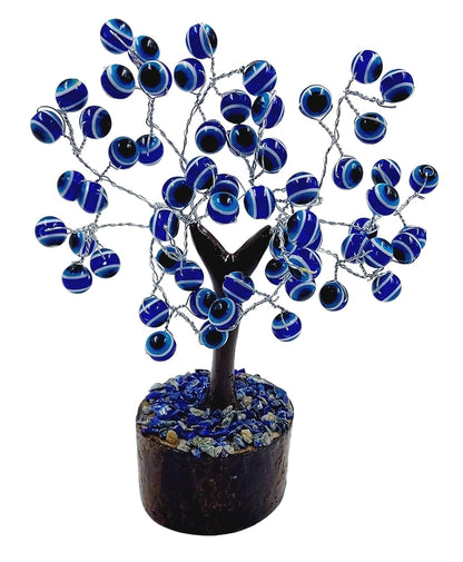 Handcrafted Blue Evil Eye Protection Decor Tree with Striking Beads for Home or Office Decor