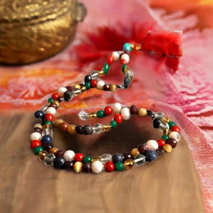 P&R Groups Navratan Necklace for Inner Peace made with colorful gemstones and beads