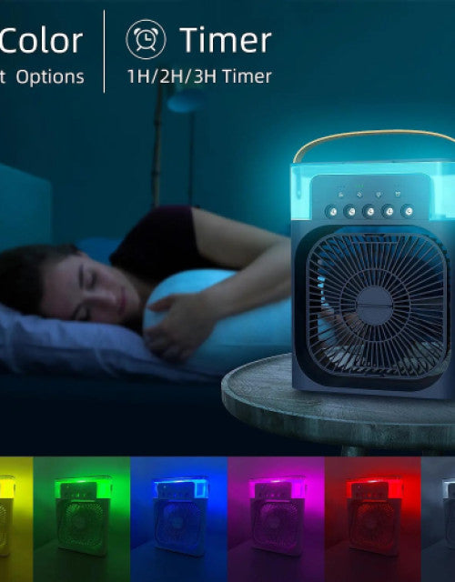 Dropdash portable humidifier mini cooler with colorful lights and timer for personal comfort