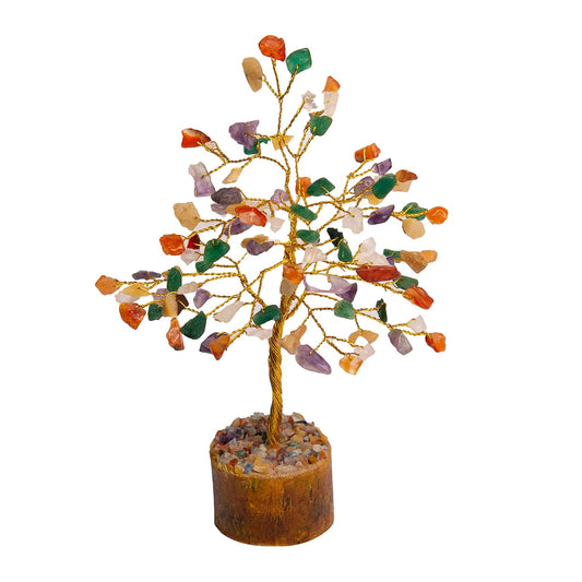 Handcrafted decorative powerful spiritual tree made from colorful crystals for home decor and positive energy